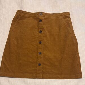 J. Crew Brown Corduroy Button-Front Skirt